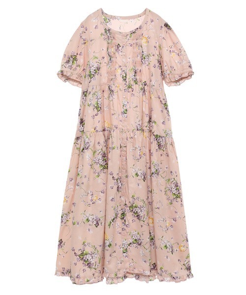 PINK HOUSE（ピンクハウス）の「リトルヴァイオレットプリントミディワンピース（ワンピース・レディース・パープル/ピンク/アイボリー/ブラック・フリー）」の5枚目の写真