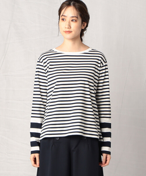Comme　Ca　Mature（コムサマチュア）の「長袖ボーダーＴシャツ（Tシャツ/カットソー・レディース・ブラック/ネイビー・FREE）」の9枚目の写真