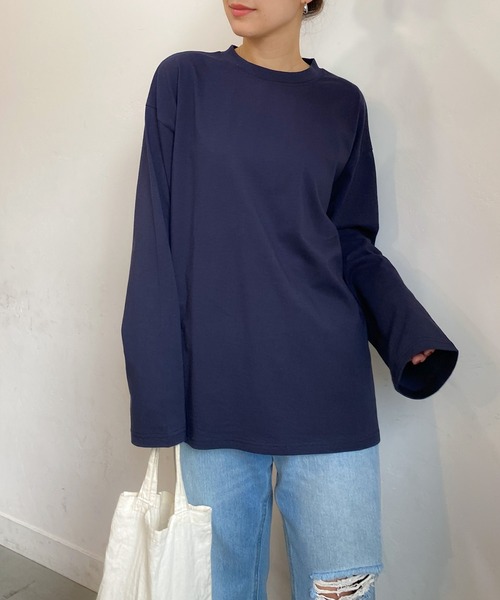 PICHI(ピイチ)の「シンプルルーズロンTee(Tシャツ/カットソー・レディース・ブラック/グレー/ホワイト/ネイビー・FREE)」の4枚目の写真