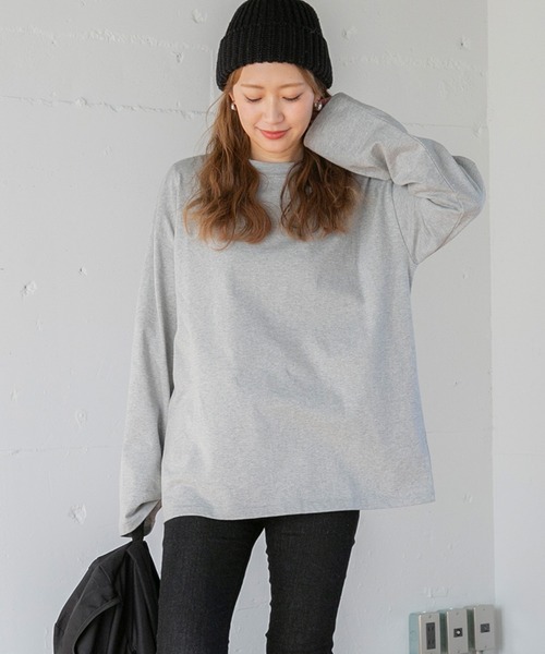 PICHI(ピイチ)の「シンプルルーズロンTee(Tシャツ/カットソー・レディース・ブラック/グレー/ホワイト/ネイビー・FREE)」の8枚目の写真