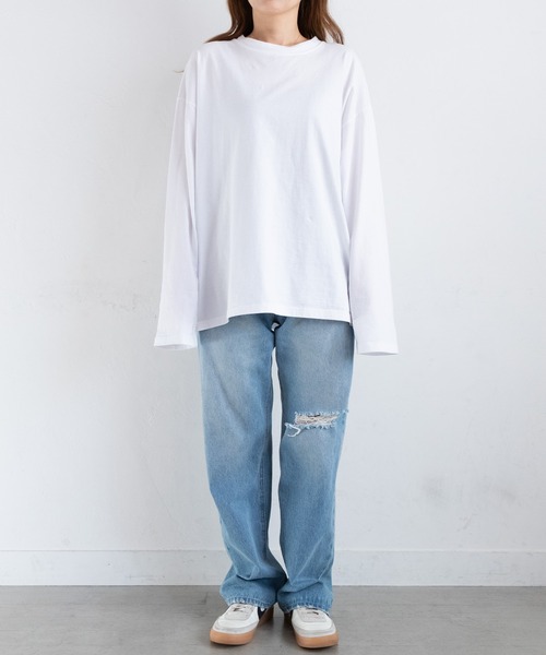 PICHI(ピイチ)の「シンプルルーズロンTee(Tシャツ/カットソー・レディース・ブラック/グレー/ホワイト/ネイビー・FREE)」の14枚目の写真