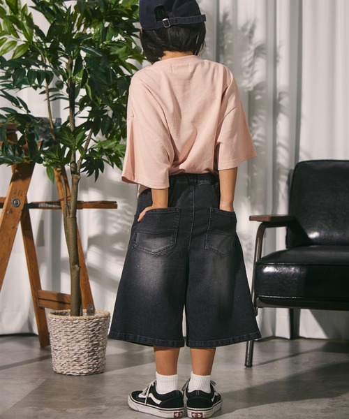 PAIRMANON STREET（ペアマノンストリート）の「【PAIRMANON STREET】ワイド ストレート クロップド スプレーダイ デニム パンツ（デニムパンツ・キッズ・インディゴブルー/イエロー/パープル/ブラック/ブルー・100/110/120/130/140/150/160/90）」の11枚目の写真