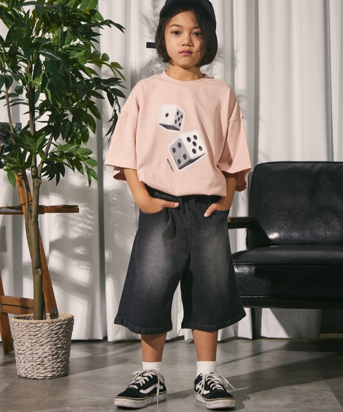 PAIRMANON STREET（ペアマノンストリート）の「【PAIRMANON STREET】ワイド ストレート クロップド スプレーダイ デニム パンツ（デニムパンツ・キッズ・インディゴブルー/イエロー/パープル/ブラック/ブルー・100/110/120/130/140/150/160/90）」の14枚目の写真