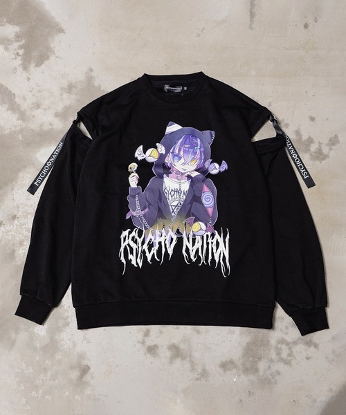 Revo.（レボ）の「［PSYCHO☆NATION サイコネーション］イラストレーター「ろろ」コラボアイテム / サイドスリット テープ リボン スウェット プルオーバー（スウェット・レディース・ブラック/サックスブルー/ホワイト・M/L）」の3枚目の写真