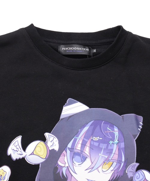Revo.（レボ）の「［PSYCHO☆NATION サイコネーション］イラストレーター「ろろ」コラボアイテム / サイドスリット テープ リボン スウェット プルオーバー（スウェット・レディース・ブラック/サックスブルー/ホワイト・M/L）」の11枚目の写真