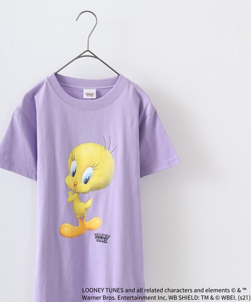 FUNALIVE(ファンアライブ)の「TWEETY転写プリントTシャツ(Tシャツ/カットソー・レディース・チャコール/モカ/杢グレー/オフホワイト/ラベンダー/ミント・XL/L/M)」の6枚目の写真