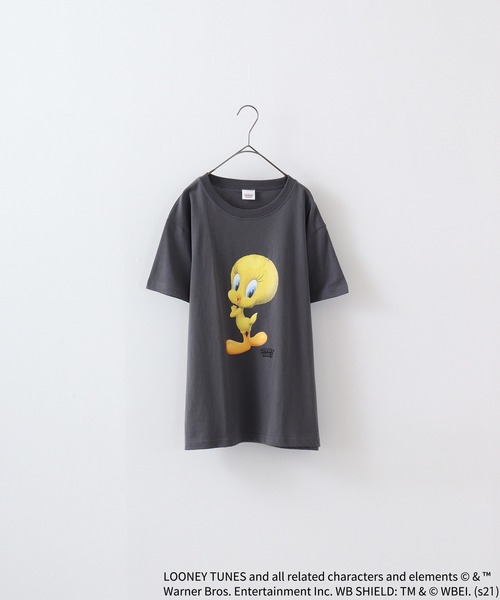 FUNALIVE(ファンアライブ)の「TWEETY転写プリントTシャツ(Tシャツ/カットソー・レディース・チャコール/モカ/杢グレー/オフホワイト/ラベンダー/ミント・XL/L/M)」の11枚目の写真