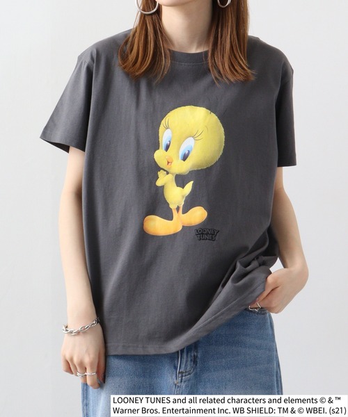 FUNALIVE(ファンアライブ)の「TWEETY転写プリントTシャツ(Tシャツ/カットソー・レディース・チャコール/モカ/杢グレー/オフホワイト/ラベンダー/ミント・XL/L/M)」の22枚目の写真