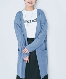 薄手 ニットソー ロング カーディガン