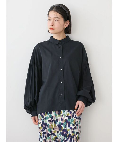 ホット商品 セール】UVカット/接触冷感ギャザースリーブブラウス（シャツ トップス