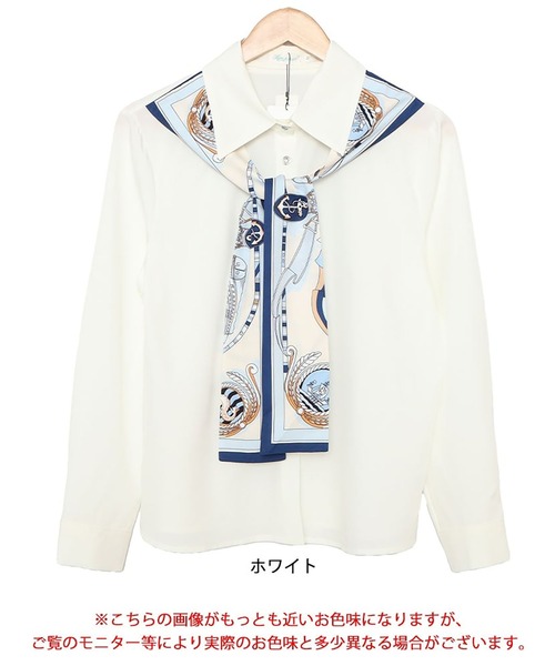 GOLDJAPAN(ゴールドジャパン)の「スカーフドッキングブラウス【大きいサイズ対応】(シャツ/ブラウス・レディース・ホワイト・3L/LL)」の16枚目の写真