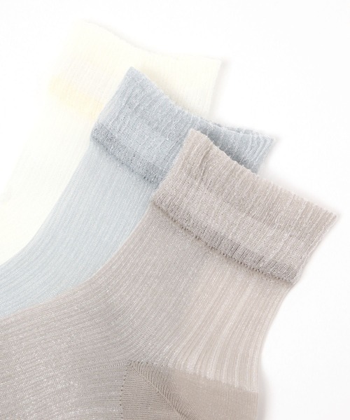 GLOBAL WORK（グローバルワーク）の「クルーシアークレープ抗菌防臭/109709（ソックス/靴下・レディース・アイボリー/ブラック/シルバー/ベージュ・FREE）」の6枚目の写真