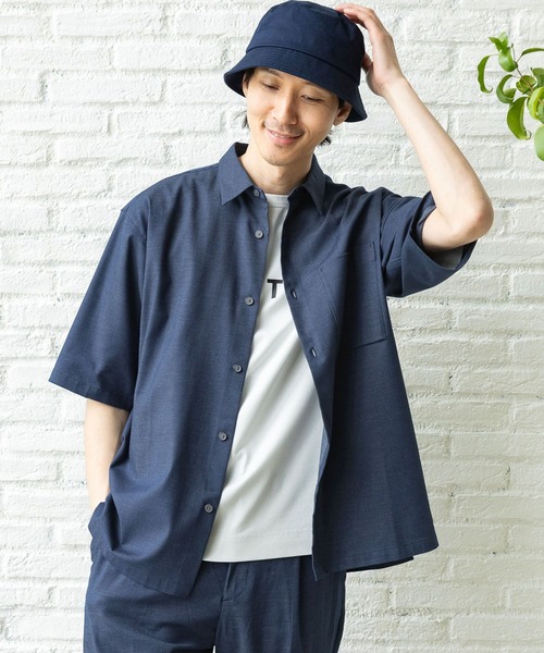 GLOBAL WORK(グローバルワーク)の「アーバンデニムシャツAIR/5分袖/996668(シャツ/ブラウス・メンズ・ネイビー・SMALL/MEDIUM/X-LARGE/LARGE)」の3枚目の写真