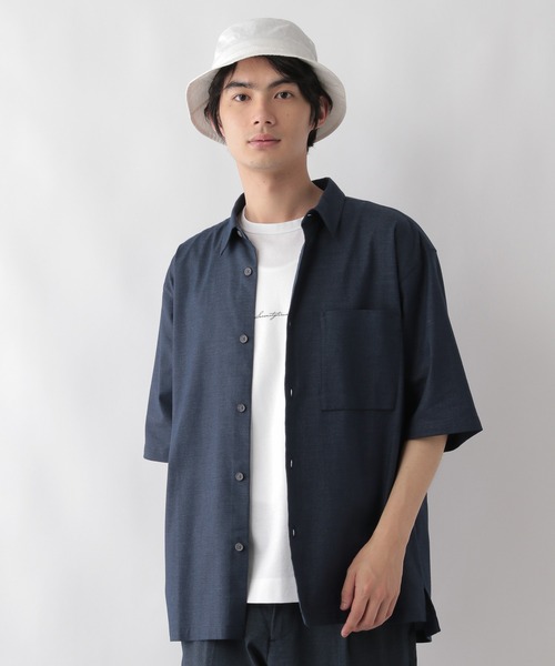 GLOBAL WORK(グローバルワーク)の「アーバンデニムシャツAIR/5分袖/996668(シャツ/ブラウス・メンズ・ネイビー・SMALL/MEDIUM/X-LARGE/LARGE)」の8枚目の写真