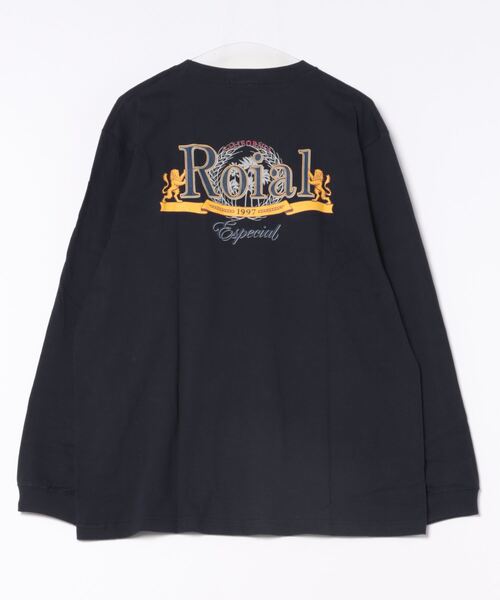 roial（ロイアル）の「DESIGN TEE/ROIAL(ロイアル）ヴィンテージデザインルーズシルエットバックプリントロングカットソー（Tシャツ/カットソー・メンズ・ネイビー/グレー・LARGE/X-LARGE/MEDIUM）」の3枚目の写真