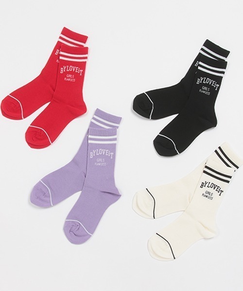 by LOVEiT(バイラビット)の「2ラインロゴクルーソックス【日本製】(ソックス/靴下・キッズ・ラベンダー/オフホワイト/レッド/ブラック・L/M/S/LL)」の8枚目の写真