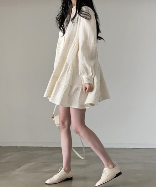 Miniministore（ミニミニストア）の「ティアードミニワンピース フレアワンピ春（シャツワンピース・レディース・ブラック/アイボリー・FREE）」の21枚目の写真