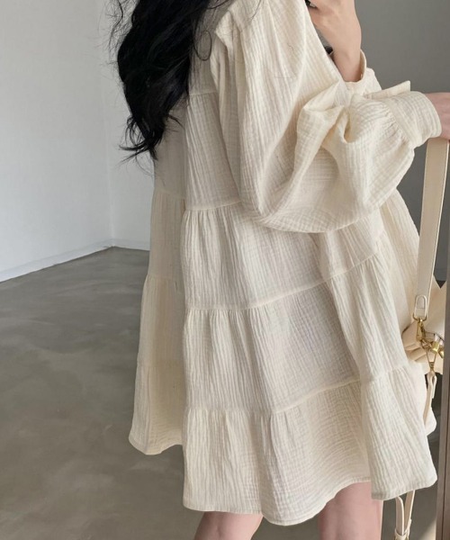 Miniministore（ミニミニストア）の「ティアードミニワンピース フレアワンピ春（シャツワンピース・レディース・ブラック/アイボリー・FREE）」の18枚目の写真