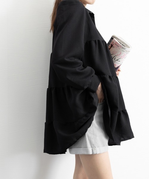 Miniministore（ミニミニストア）の「ティアードミニワンピース フレアワンピ春（シャツワンピース・レディース・ブラック/アイボリー・FREE）」の15枚目の写真