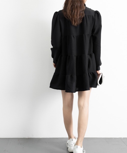 Miniministore（ミニミニストア）の「ティアードミニワンピース フレアワンピ春（シャツワンピース・レディース・ブラック/アイボリー・FREE）」の14枚目の写真