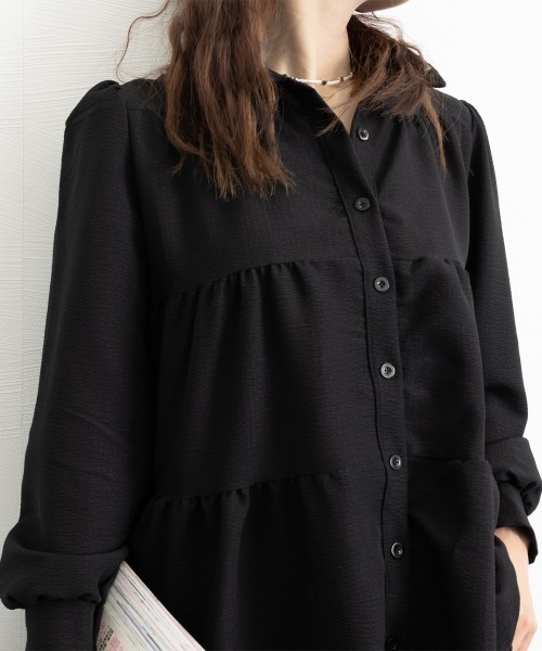 Miniministore（ミニミニストア）の「ティアードミニワンピース フレアワンピ春（シャツワンピース・レディース・ブラック/アイボリー・FREE）」の13枚目の写真