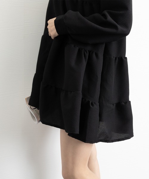 Miniministore（ミニミニストア）の「ティアードミニワンピース フレアワンピ春（シャツワンピース・レディース・ブラック/アイボリー・FREE）」の12枚目の写真