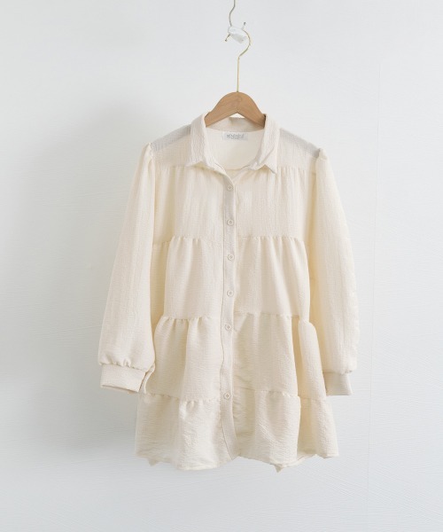 Miniministore（ミニミニストア）の「ティアードミニワンピース フレアワンピ春（シャツワンピース・レディース・ブラック/アイボリー・FREE）」の9枚目の写真