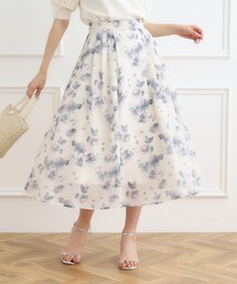 couture brooch | 水彩フラワージャカードタックスカート(スカート)