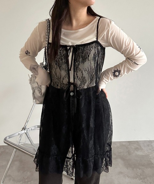 apres jour mignon(アプレジュールミニョン)の「2WAYレースキャミソール巻きスカート【ZOZOTOWN限定アイテム】(キャミソール・レディース・ホワイト系その他/オフホワイト/ブラック・X-LARGE/フリー)」の4枚目の写真