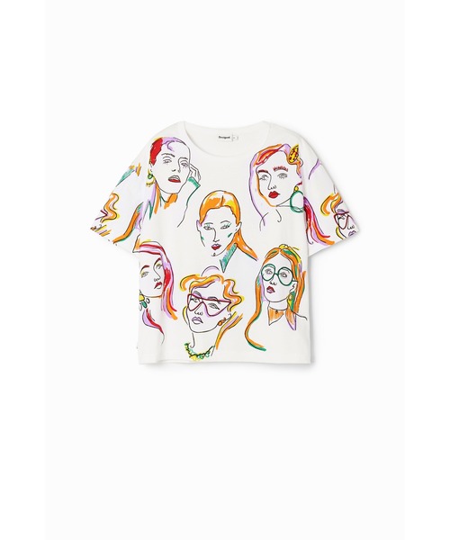 Desigual(デシグアル)の「フェイス arty Tシャツ(Tシャツ/カットソー・レディース・ホワイト/ピンク/ブラック・S/M/L/XL/XS)」の5枚目の写真