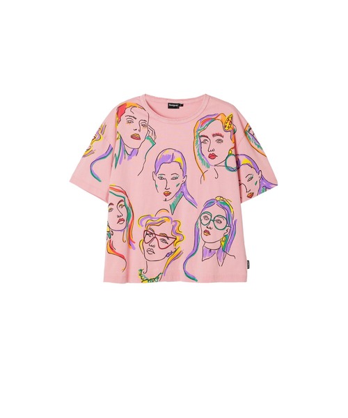 Desigual(デシグアル)の「フェイス arty Tシャツ(Tシャツ/カットソー・レディース・ホワイト/ピンク/ブラック・S/M/L/XL/XS)」の6枚目の写真