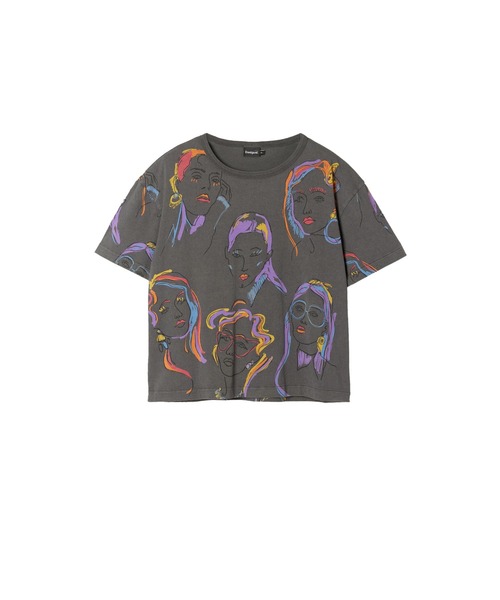 Desigual(デシグアル)の「フェイス arty Tシャツ(Tシャツ/カットソー・レディース・ホワイト/ピンク/ブラック・S/M/L/XL/XS)」の7枚目の写真