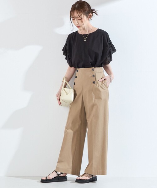 SHIPS Colors（シップス カラーズ）の「【WEB限定】SHIPS Colors:〈手洗い可能〉シルケット 天竺 オーバー トップス◇（Tシャツ/カットソー・レディース・レッド/ダークグレー/オフホワイト/オレンジ/ブラック・ONE SIZE）」の7枚目の写真