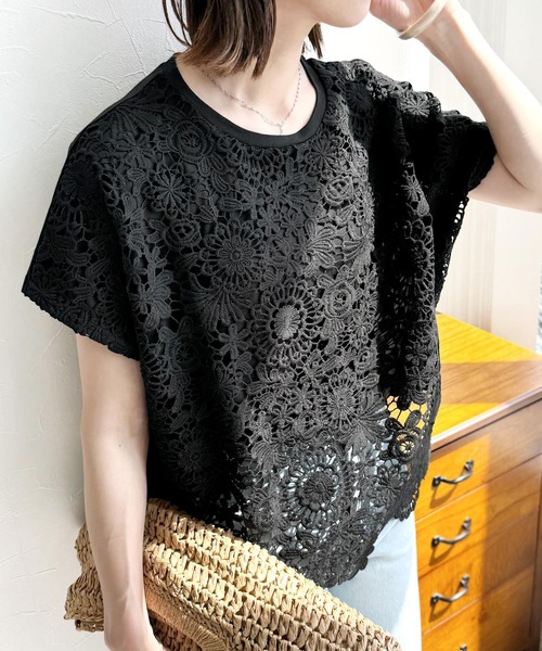 reca(レカ)の「切替レースカットソー(Tシャツ/カットソー・レディース・オフホワイト/ブラック・FREE)」の9枚目の写真
