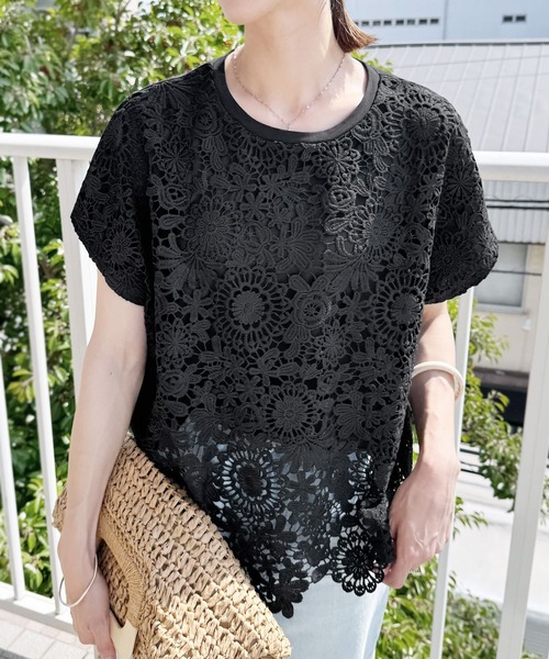reca(レカ)の「切替レースカットソー(Tシャツ/カットソー・レディース・オフホワイト/ブラック・FREE)」の11枚目の写真