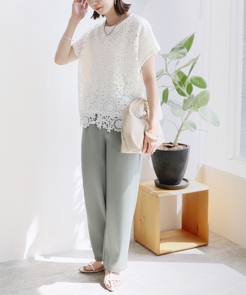 reca(レカ)の「切替レースカットソー(Tシャツ/カットソー・レディース・オフホワイト/ブラック・FREE)」の4枚目の写真