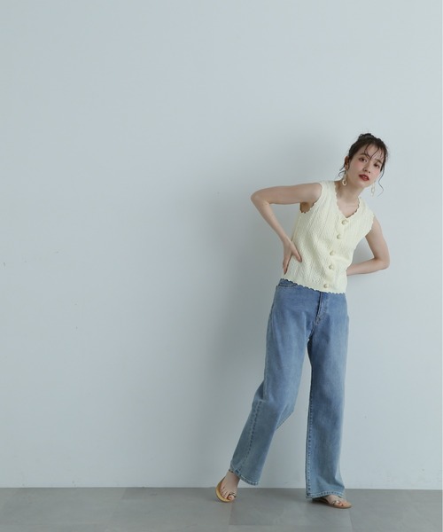 N.（N. Natural Beauty Basic）（エヌエヌナチュラルビューティーベーシック）の「◆ミニケーブルボタンニットタンク（ニット/セーター・レディース・ブラック/オフホワイト/グリーン・MEDIUM）」の16枚目の写真