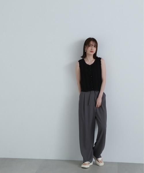 N.（N. Natural Beauty Basic）（エヌエヌナチュラルビューティーベーシック）の「◆ミニケーブルボタンニットタンク（ニット/セーター・レディース・ブラック/オフホワイト/グリーン・MEDIUM）」の20枚目の写真