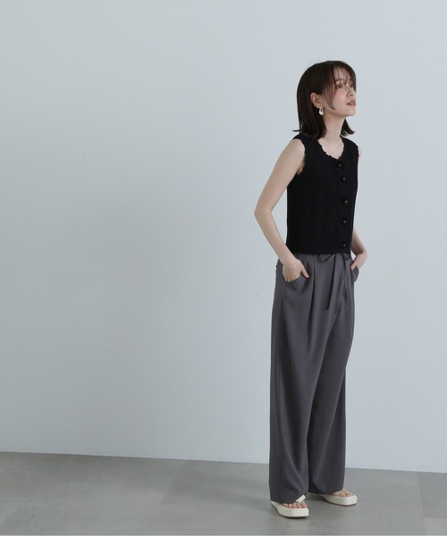 N.（N. Natural Beauty Basic）（エヌエヌナチュラルビューティーベーシック）の「◆ミニケーブルボタンニットタンク（ニット/セーター・レディース・ブラック/オフホワイト/グリーン・MEDIUM）」の21枚目の写真