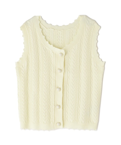 N.（N. Natural Beauty Basic）（エヌエヌナチュラルビューティーベーシック）の「◆ミニケーブルボタンニットタンク（ニット/セーター・レディース・ブラック/オフホワイト/グリーン・MEDIUM）」の4枚目の写真