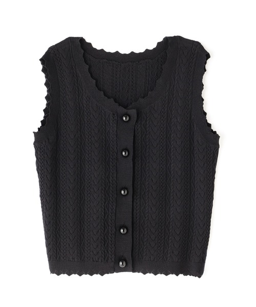 N.（N. Natural Beauty Basic）（エヌエヌナチュラルビューティーベーシック）の「◆ミニケーブルボタンニットタンク（ニット/セーター・レディース・ブラック/オフホワイト/グリーン・MEDIUM）」の6枚目の写真