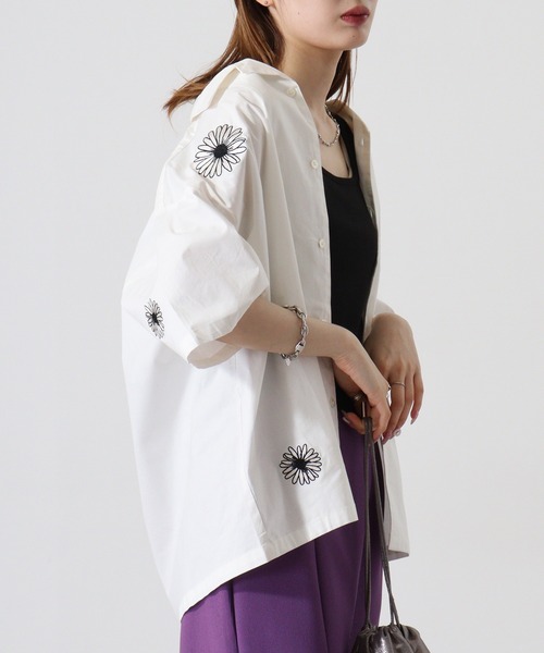 ATELANE（アテレーン）の「アソート刺繍開襟S/Sシャツ（シャツ/ブラウス・メンズ・ホワイト/ブラウン/ベージュ系/ブラック系/チャコール/ベージュ/ホワイト系/ブラック/チャコールグレー/グレー/グレー系/ブルー・L/M/XL）」の14枚目の写真