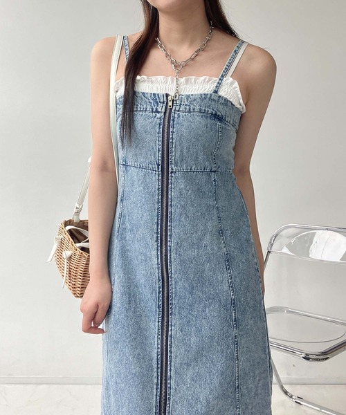 AS KNOW AS plus（アズノゥアズプラス）の「◎ダブルジップ  キャミワンピ　デニムジャンスカ（ワンピース・レディース・ブラック系/ブルー系/ブラック/サックスブルー系・FREE）」の12枚目の写真