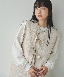 幾何柄キルトリバーシブルベスト