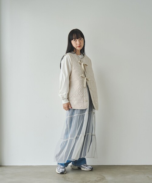 coen（コーエン）の「幾何柄キルトリバーシブルベスト（ベスト・レディース・オフホワイト/オリーブ・FREE）」の19枚目の写真