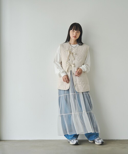 coen（コーエン）の「幾何柄キルトリバーシブルベスト（ベスト・レディース・オフホワイト/オリーブ・FREE）」の20枚目の写真