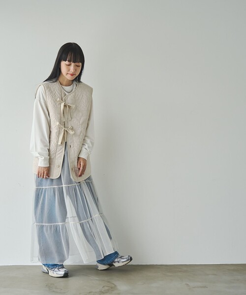 coen（コーエン）の「幾何柄キルトリバーシブルベスト（ベスト・レディース・オフホワイト/オリーブ・FREE）」の22枚目の写真