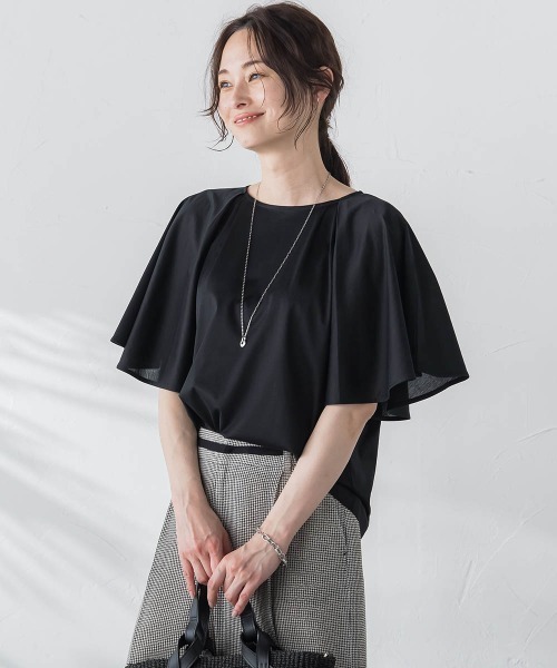 LAUTREAMONT(ロートレアモン)の「ケープ風コットンカットソー≪洗濯機で洗える≫(Tシャツ/カットソー・レディース・ブラック/ブラウン/ライトブルー・9号)」の2枚目の写真