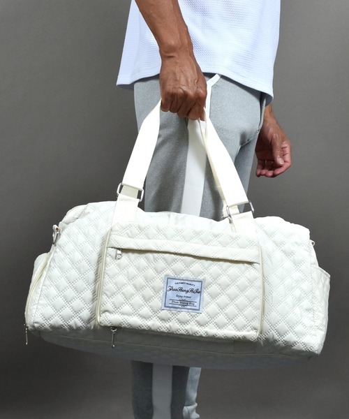 COMON＋（コモンプラス）の「折り畳み可能 シューズ収納付き 大容量2WAYボストン キャリーオンバッグ（ゴルフグッズ・メンズ・アイボリー/ブラック・FREE）」の3枚目の写真