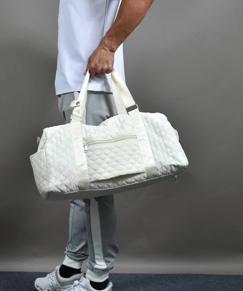 COMON＋（コモンプラス）の「折り畳み可能 シューズ収納付き 大容量2WAYボストン キャリーオンバッグ（ゴルフグッズ・メンズ・アイボリー/ブラック・FREE）」の5枚目の写真